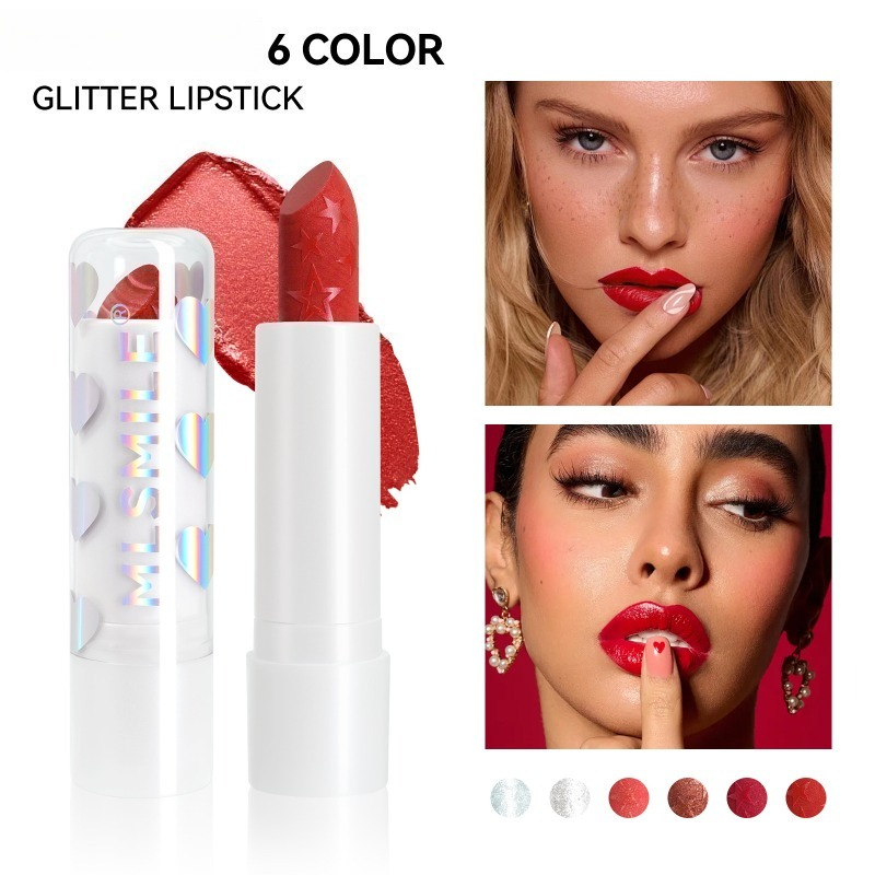 Beauty Makeup Stores - Batom estrelado com glitter, batom hidratante