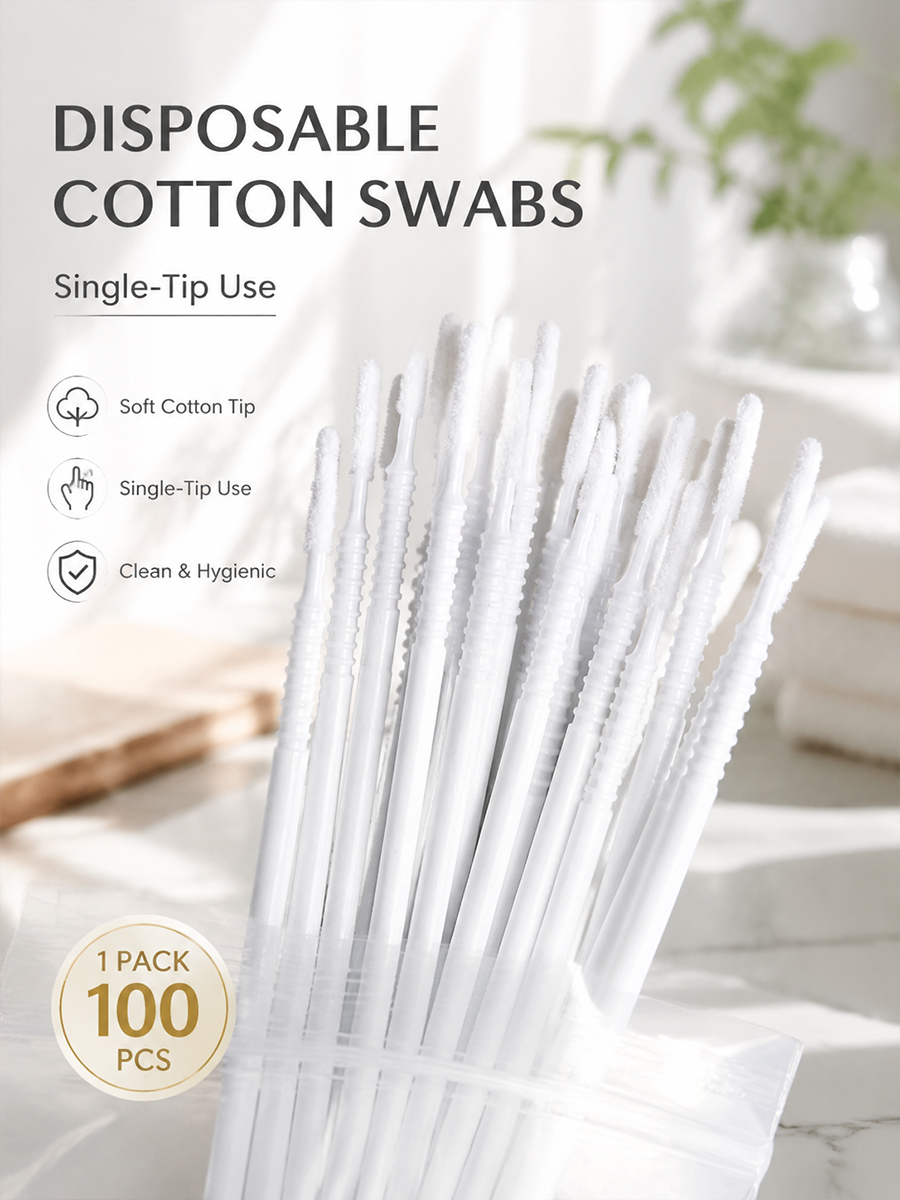 Beauty Makeup Remover - Cotonetes Descartáveis Longos para Extensões de